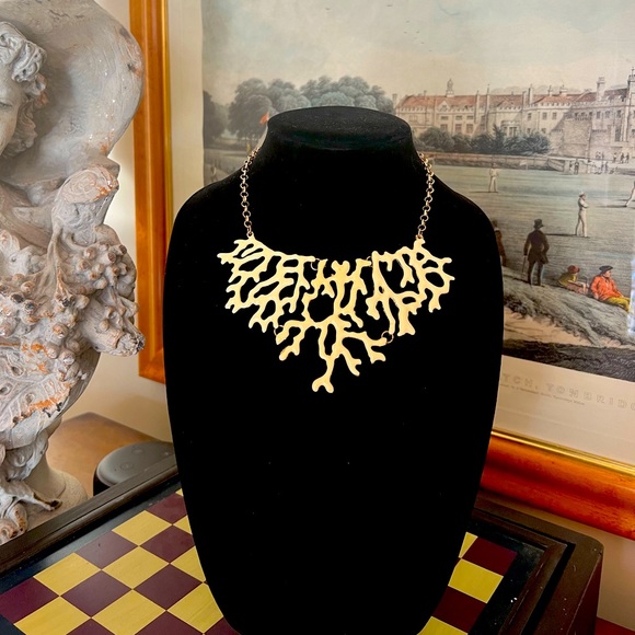 Enamel Coral Bib Necklace - Picture 2 of 13